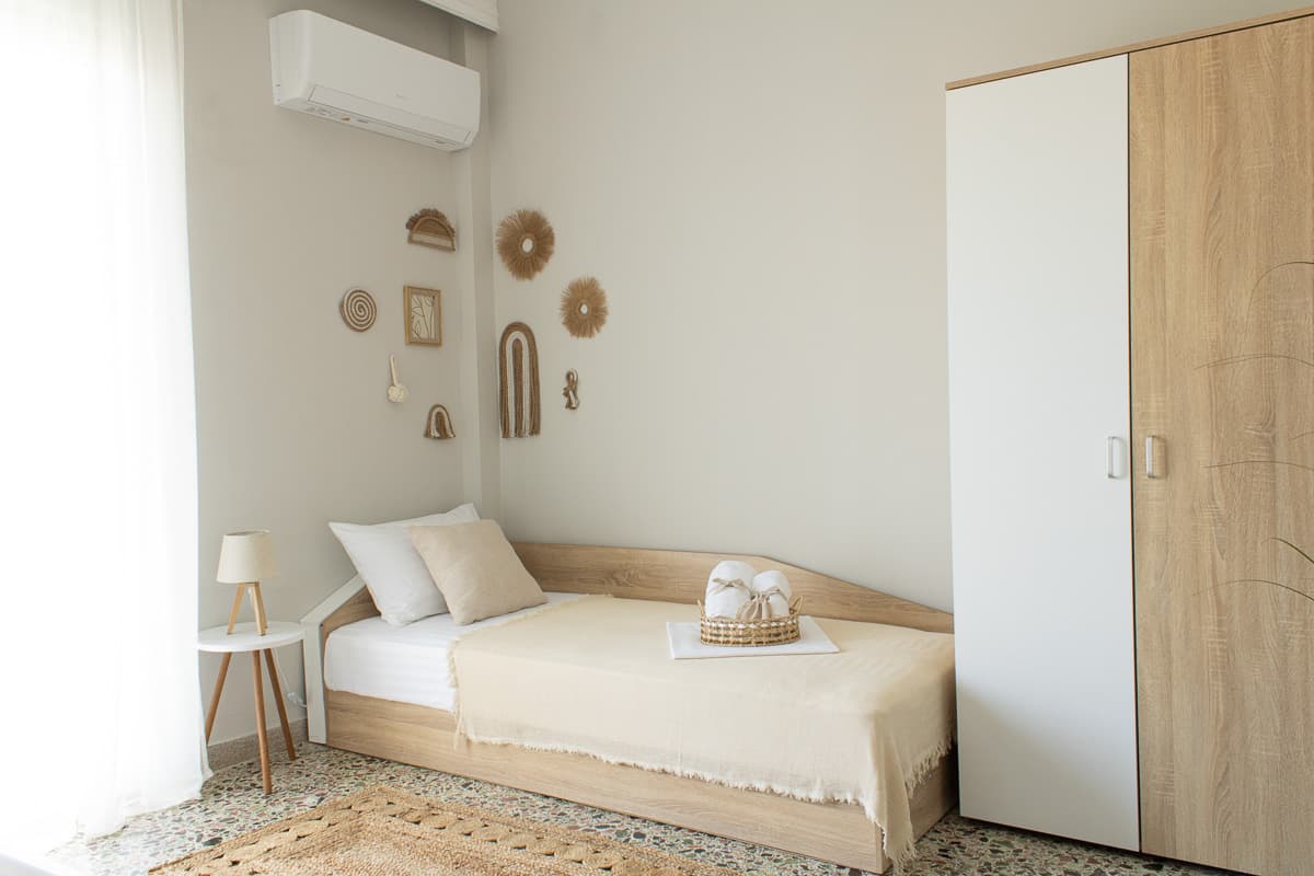 Comfortable guest bedroom near Keramoti coastal area