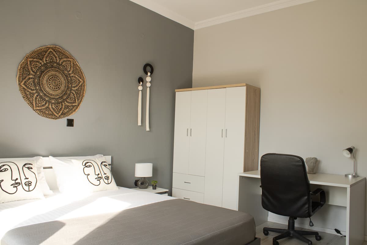 Comfortable airy bedroom in Kavala accommodation