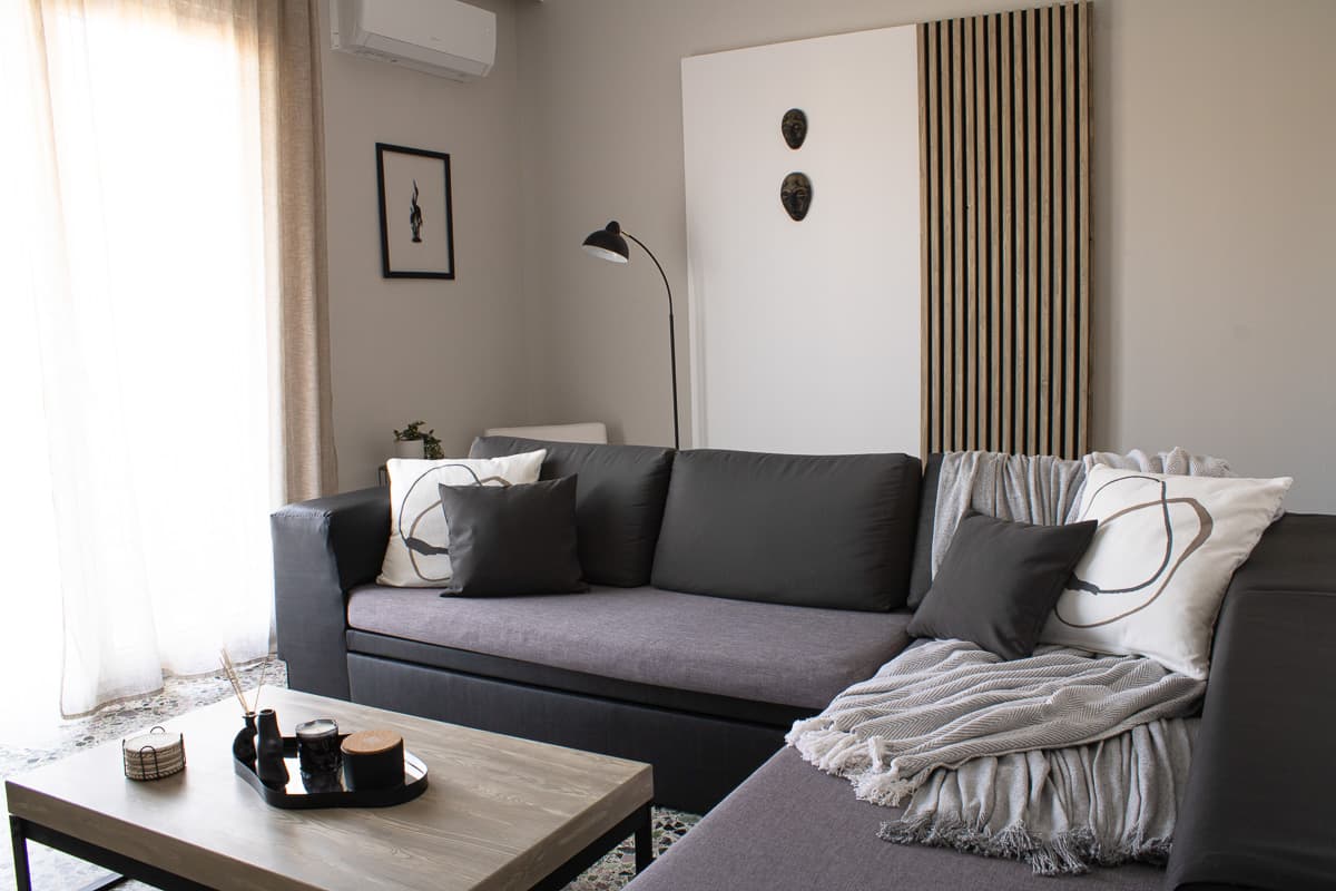 Spacious boho living room in Kavala family friendly apartment