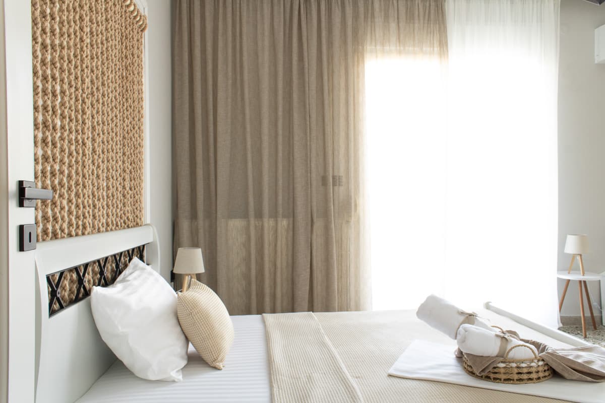 Modern bedroom with natural light in Kavala Greece accommodation