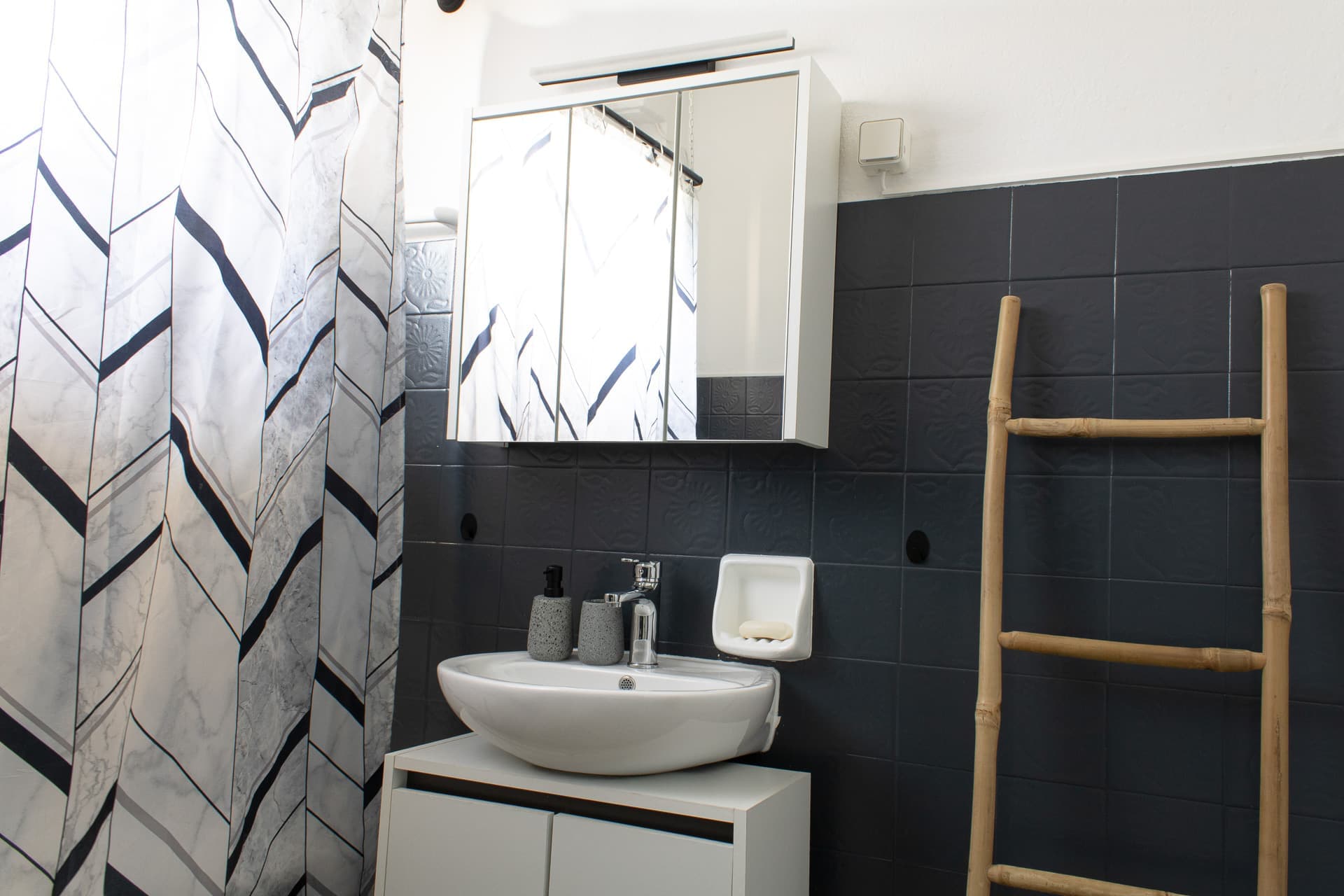 Modern clean bathroom in Kavala family-friendly holiday apartment near Thasos